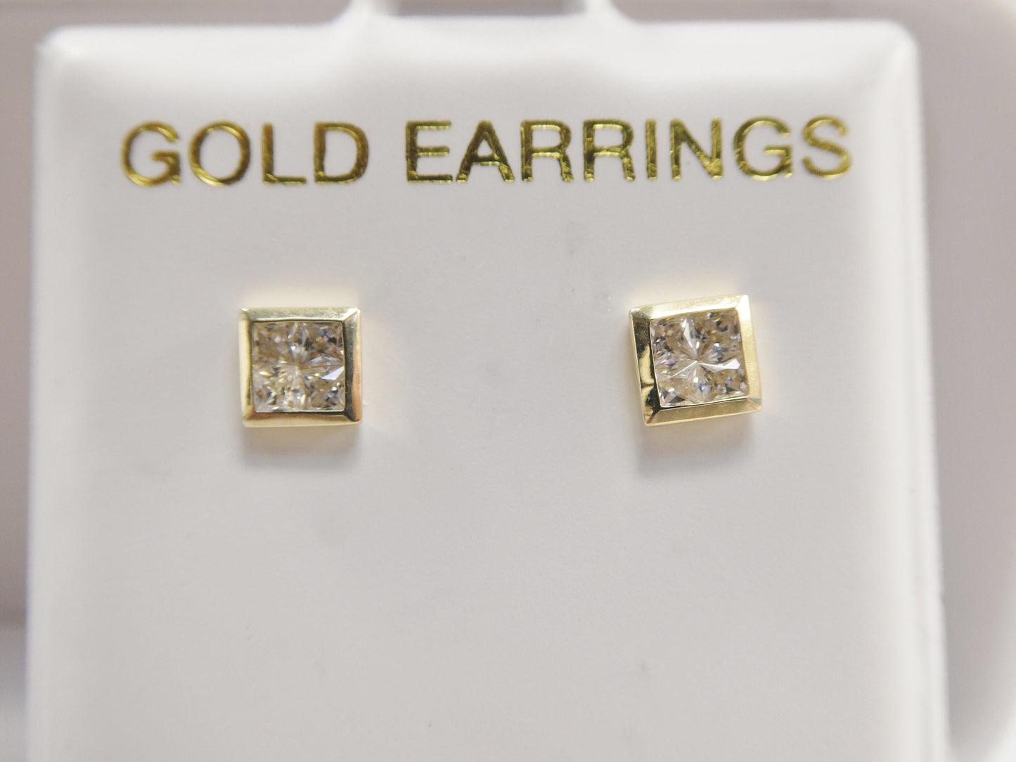real 10k solid yellow gold push post square stud earrings