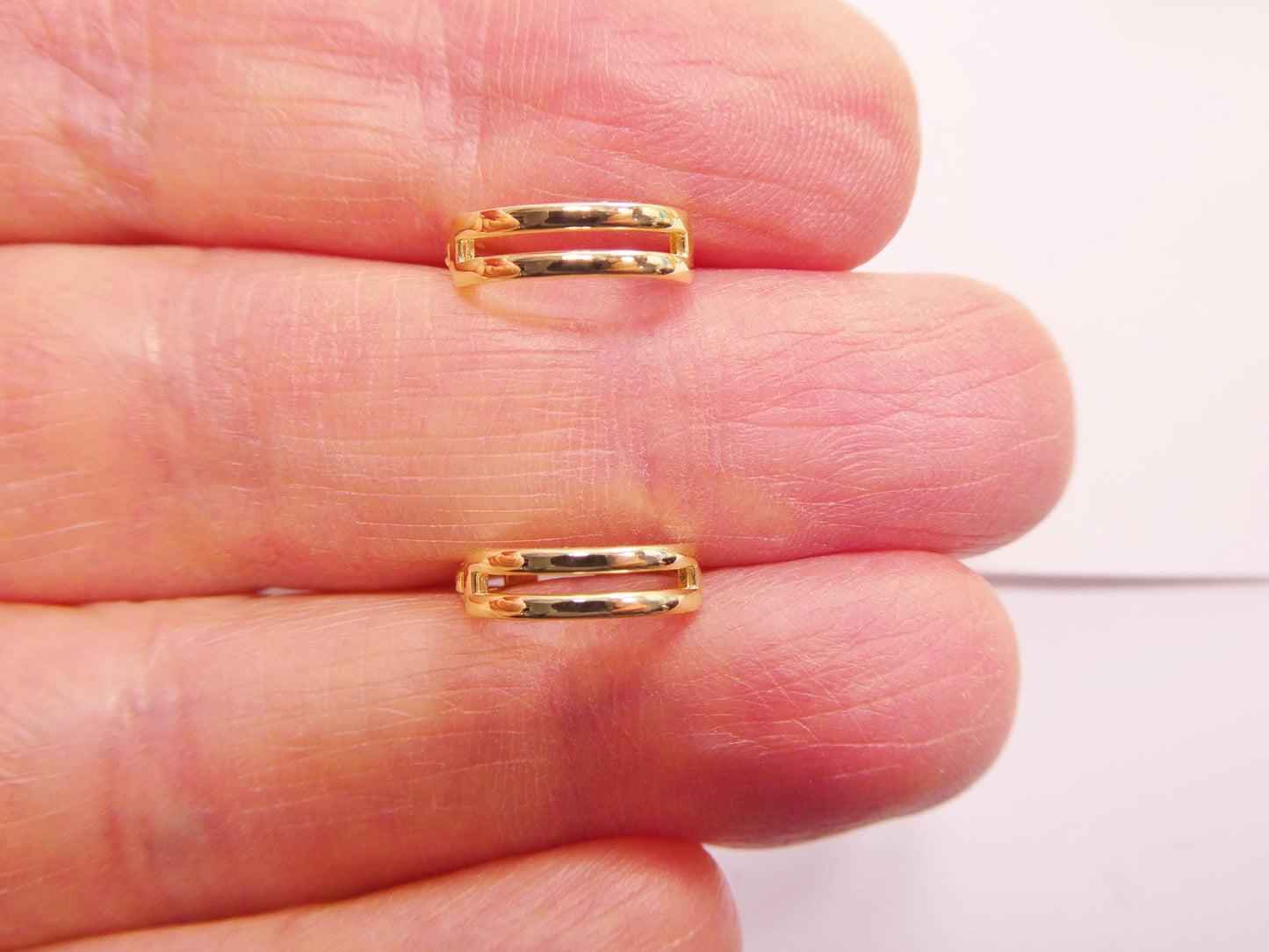 real 10k solid yellow gold designer high polish hoop huggie earrings