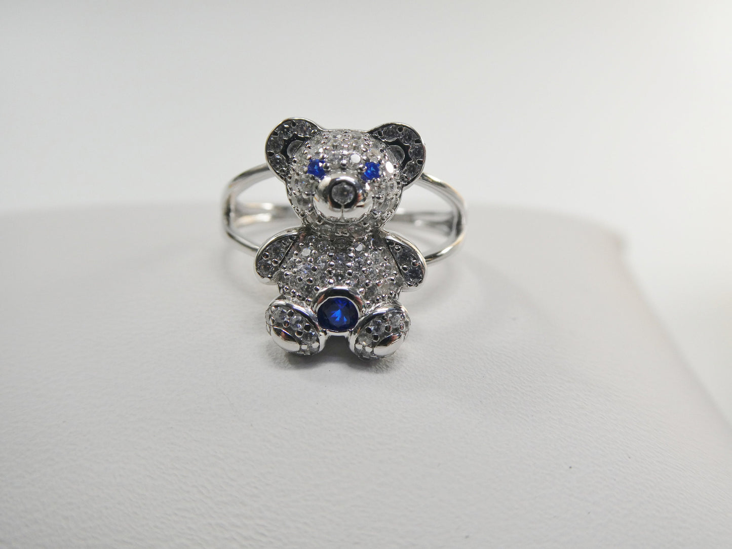 real solid 925 sterling silver teddy bear ring