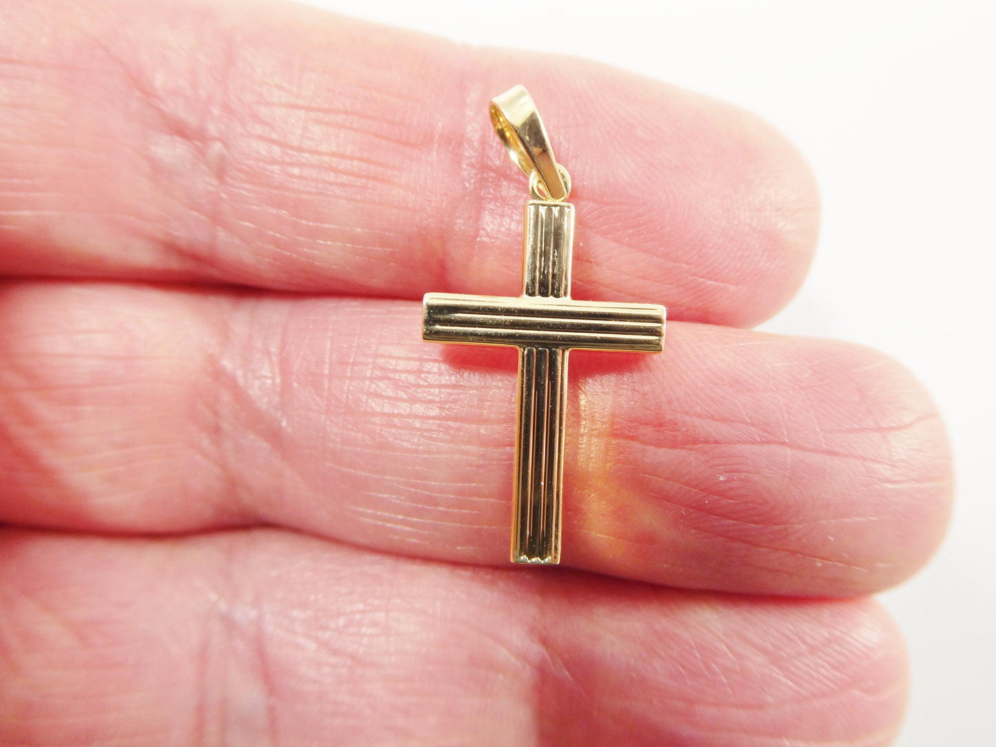 14k real solid yellow gold high polish cross pendent
