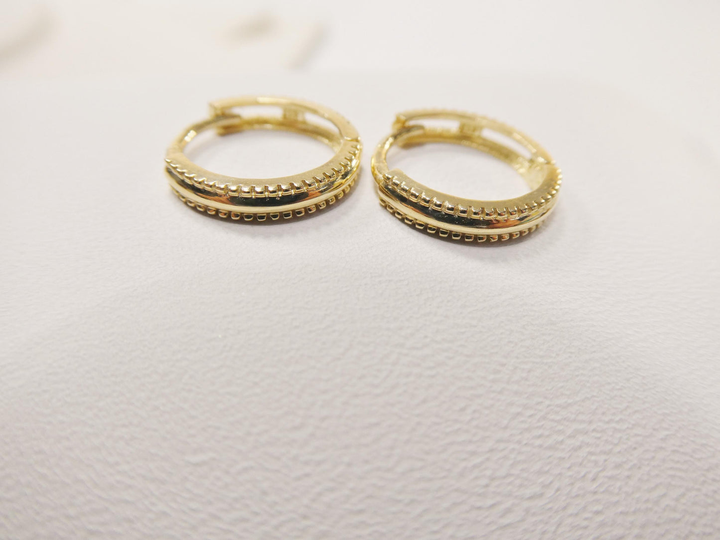 real 10k solid yellow gold designer hoop huggie earrings