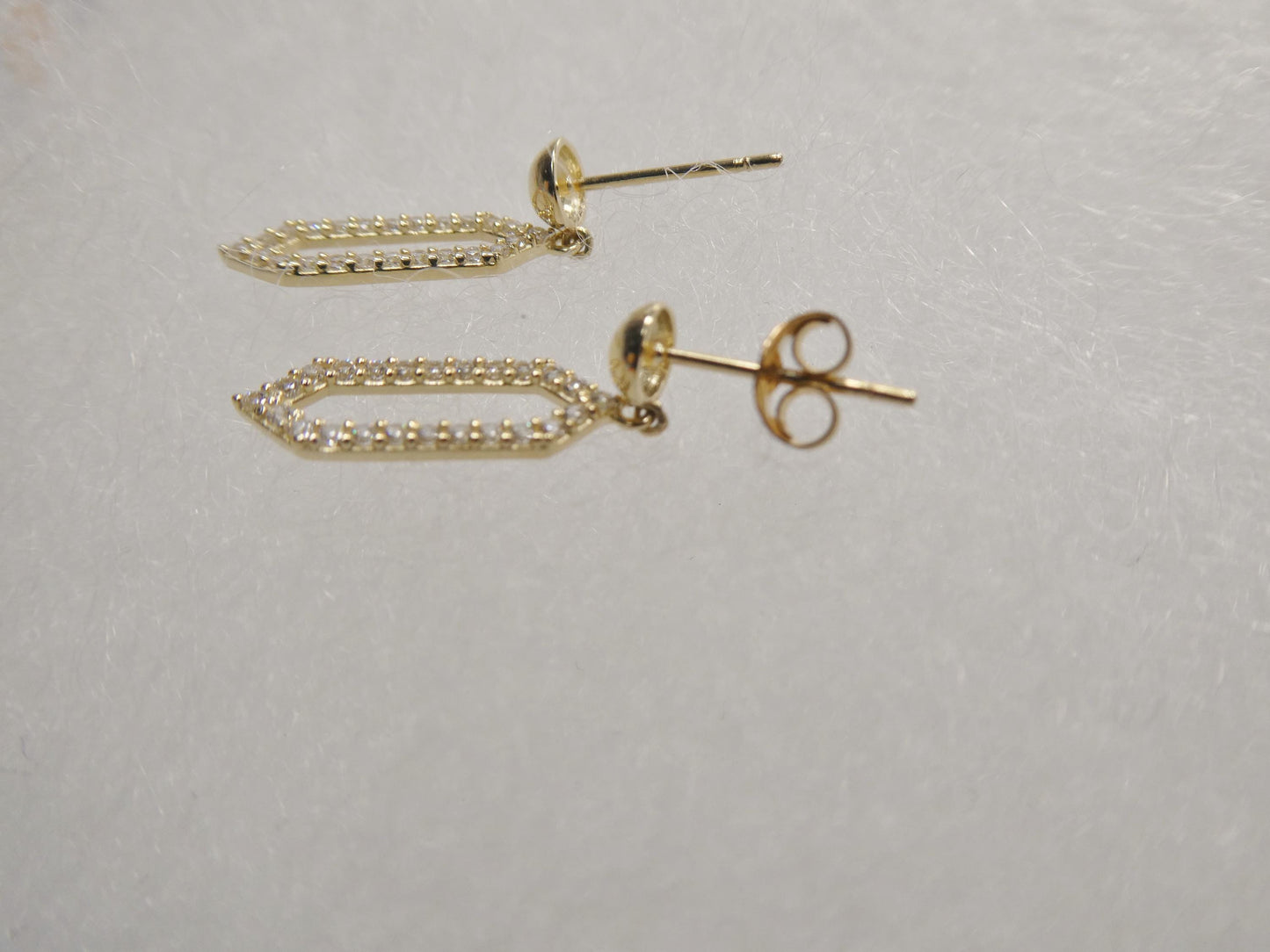 real 10k solid yellow gold design paperclip push post earrings