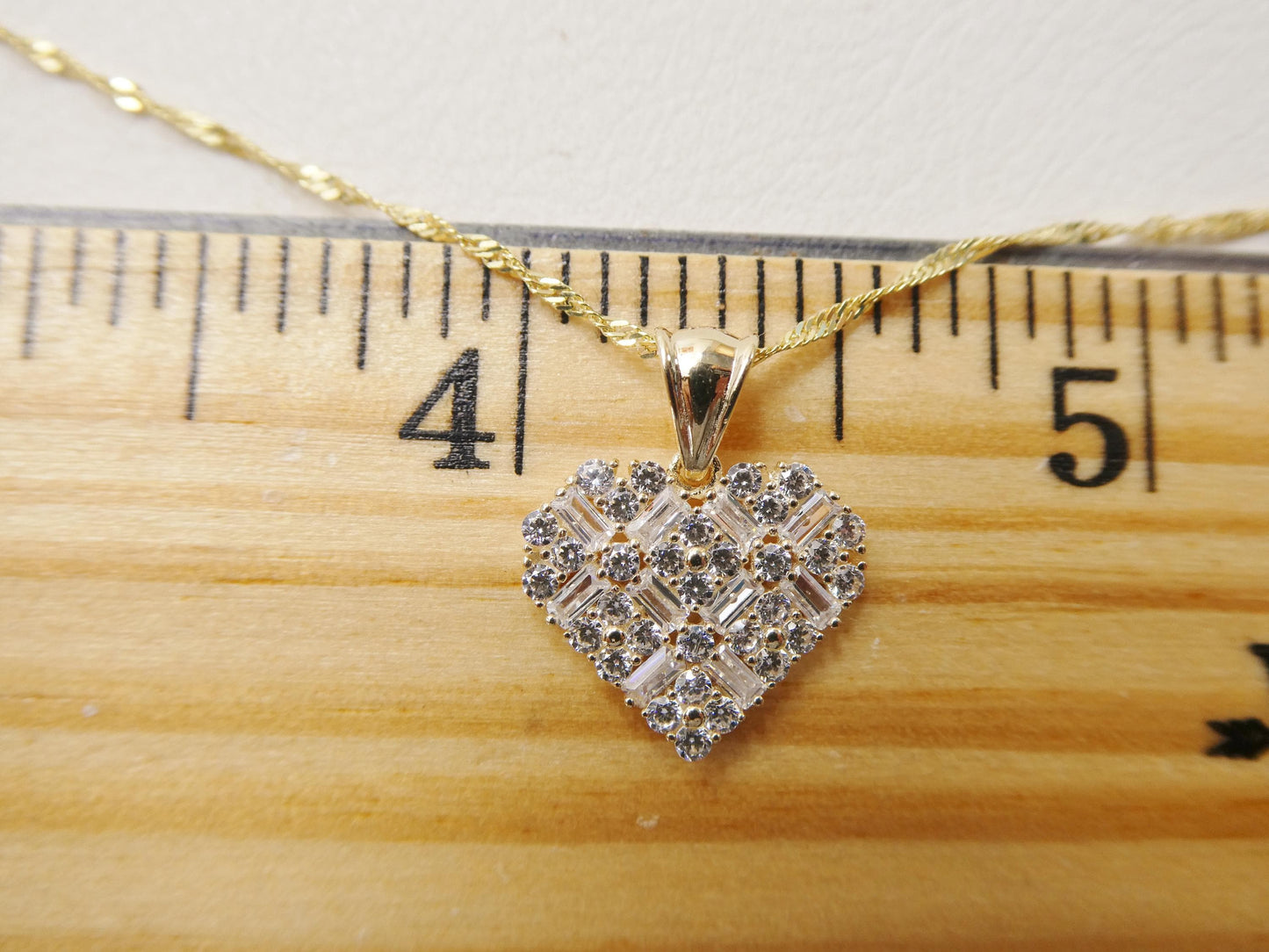10k real solid yellow gold 16 inch chain and heart pendent set