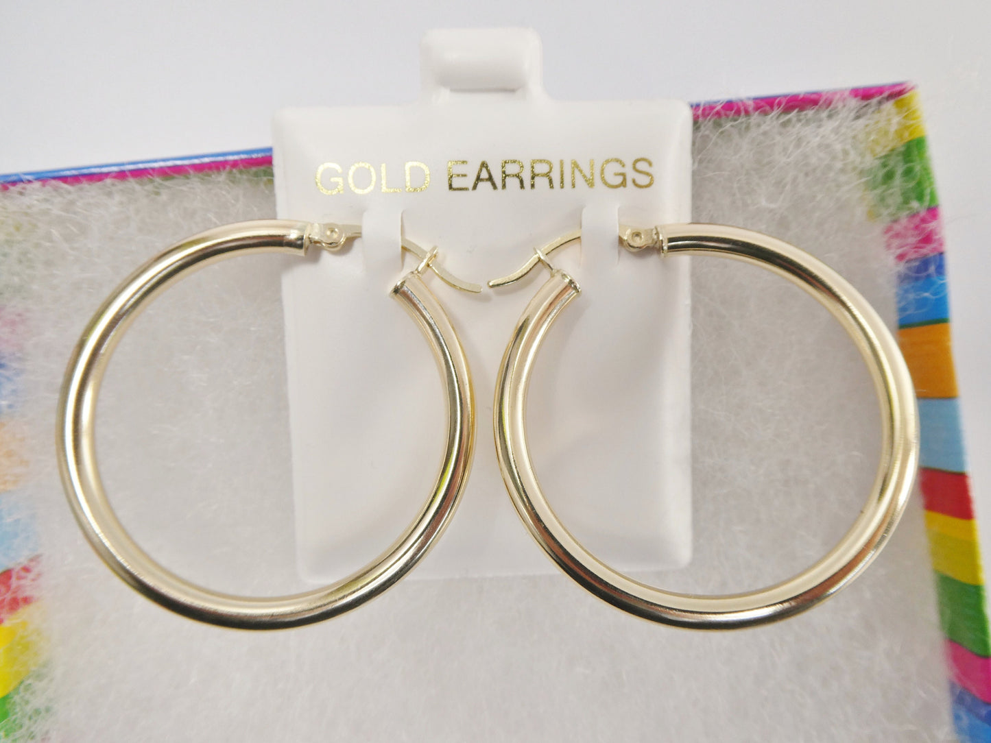 real 10k solid yellow gold plain high polish 35mm hoop huggie earrings