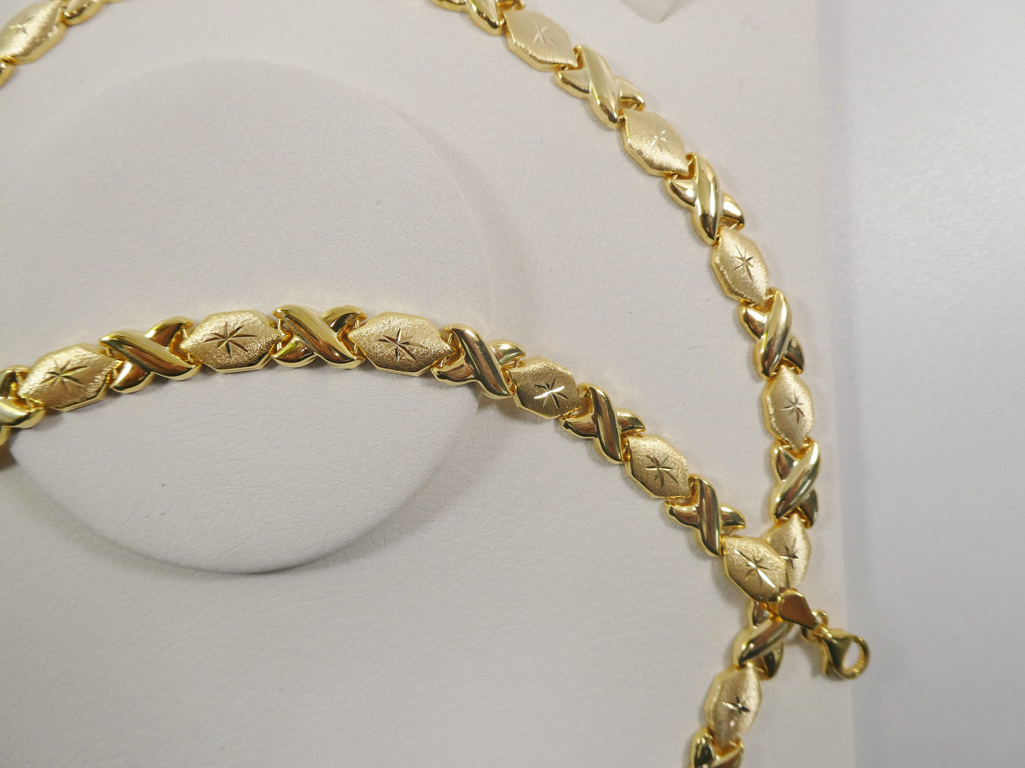 real 925 sterling silver xoxo hugs and kisses stampato set necklace and bracelet 14k gold color finish