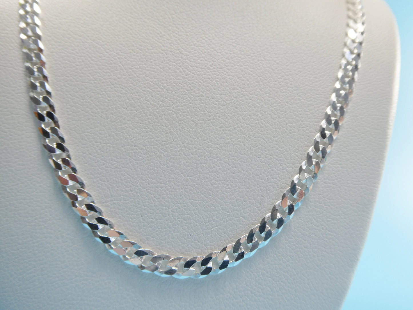 real 925 sterling silver 4MM Italian solid chain lobster lock clasp
