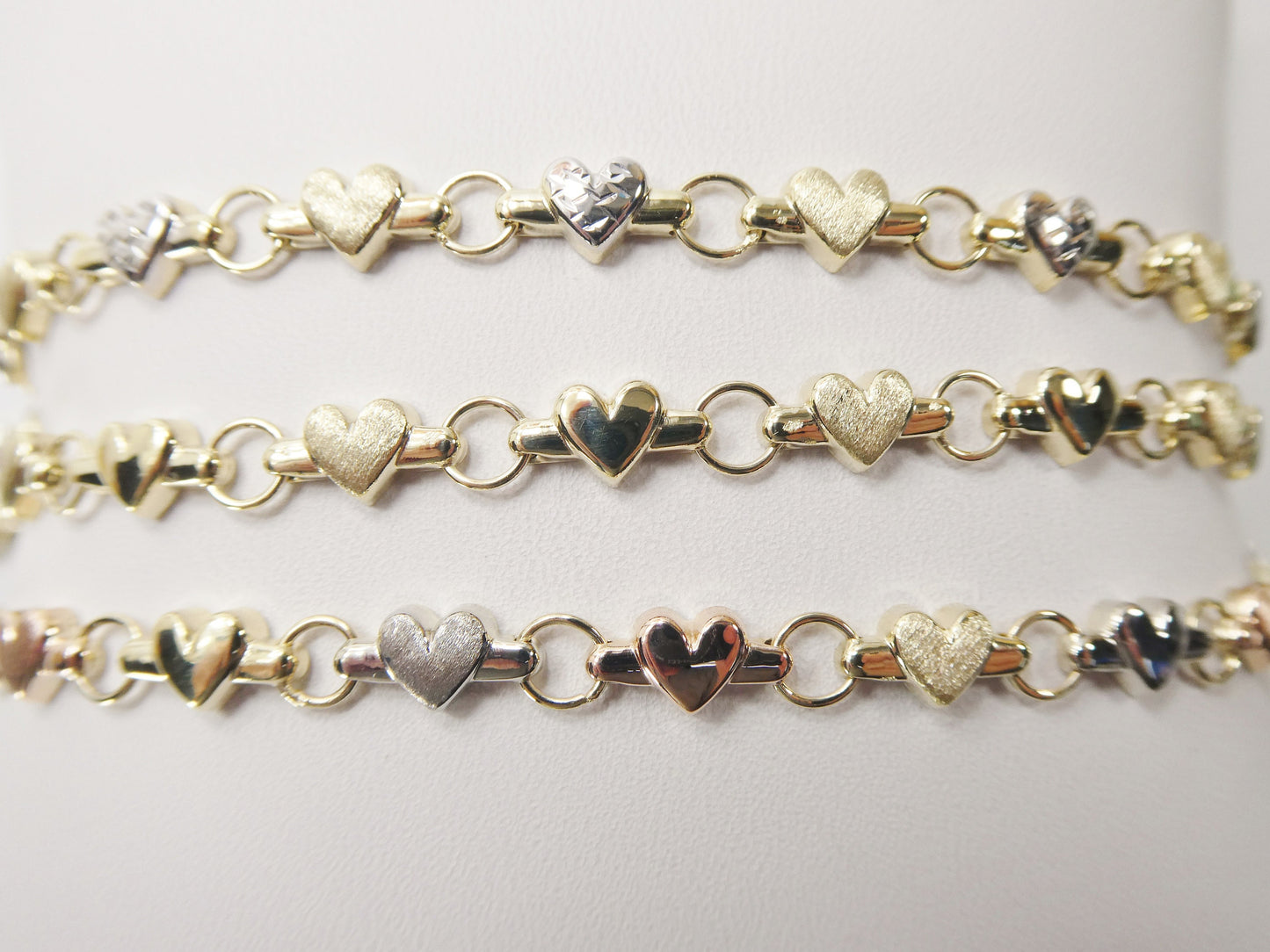 real 10k solid yellow gold x heart hugs and kisses 10 inch anklet bracelet