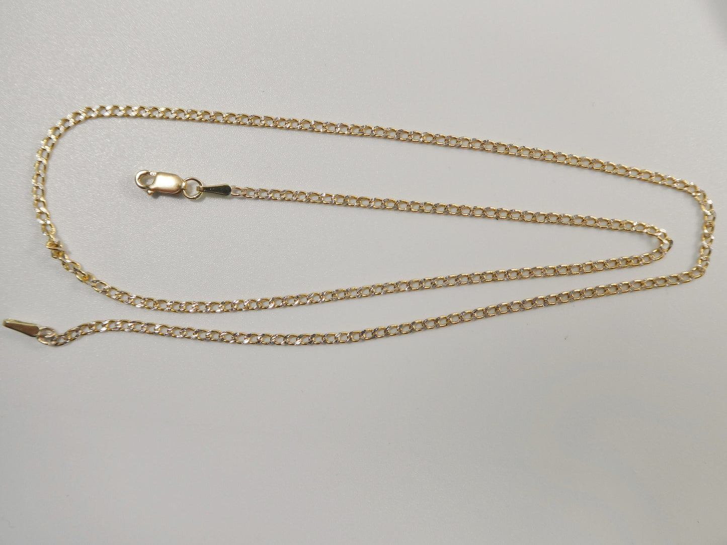 real 10k solid yellow gold two tone curb chain