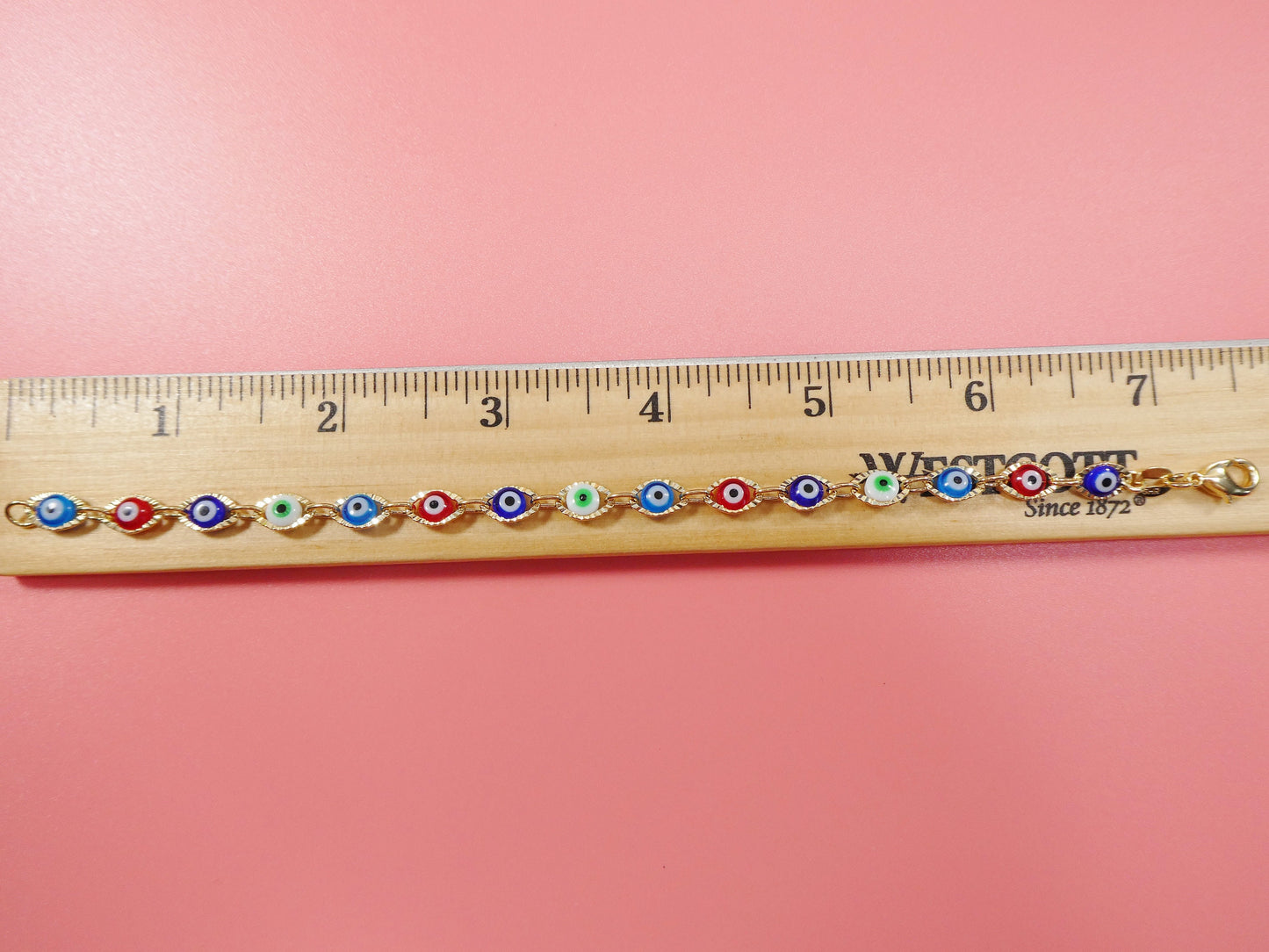 5.5 inch 18k gold filled multi color EVIL EYE baby bracelet