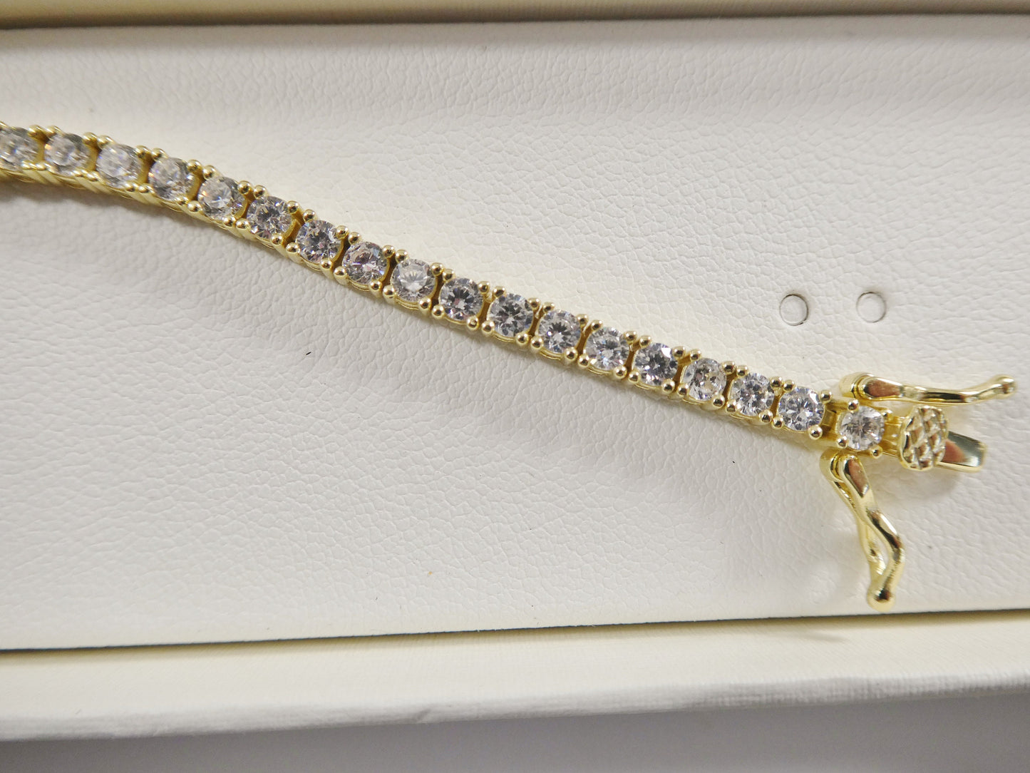 real 925 sterling silver 2.5MM 6.5 INCH tennis bracelet 14k yellow gold finish