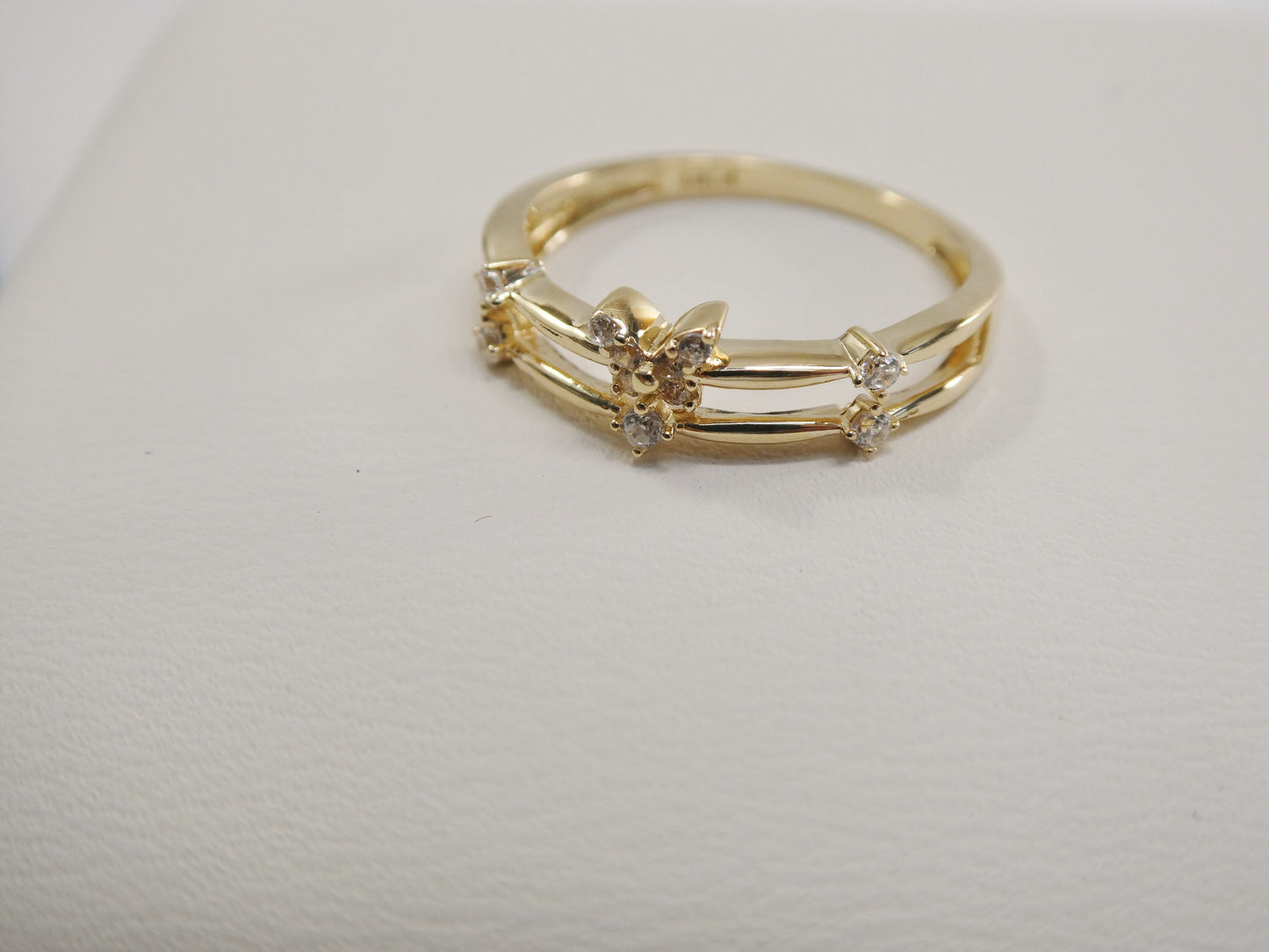 real 14k solid yellow gold women's classic micro pave setting pinky ring