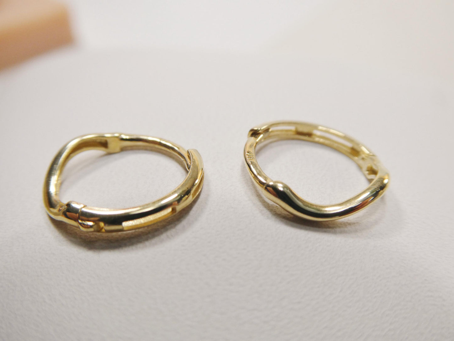 real 10k solid yellow gold designer hoop huggie earrings