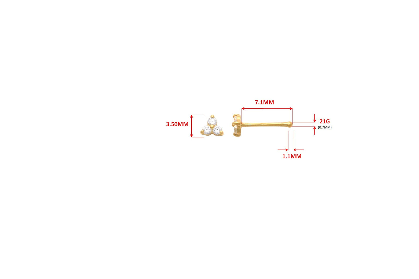 14k real solid yellow gold triangle nose ring