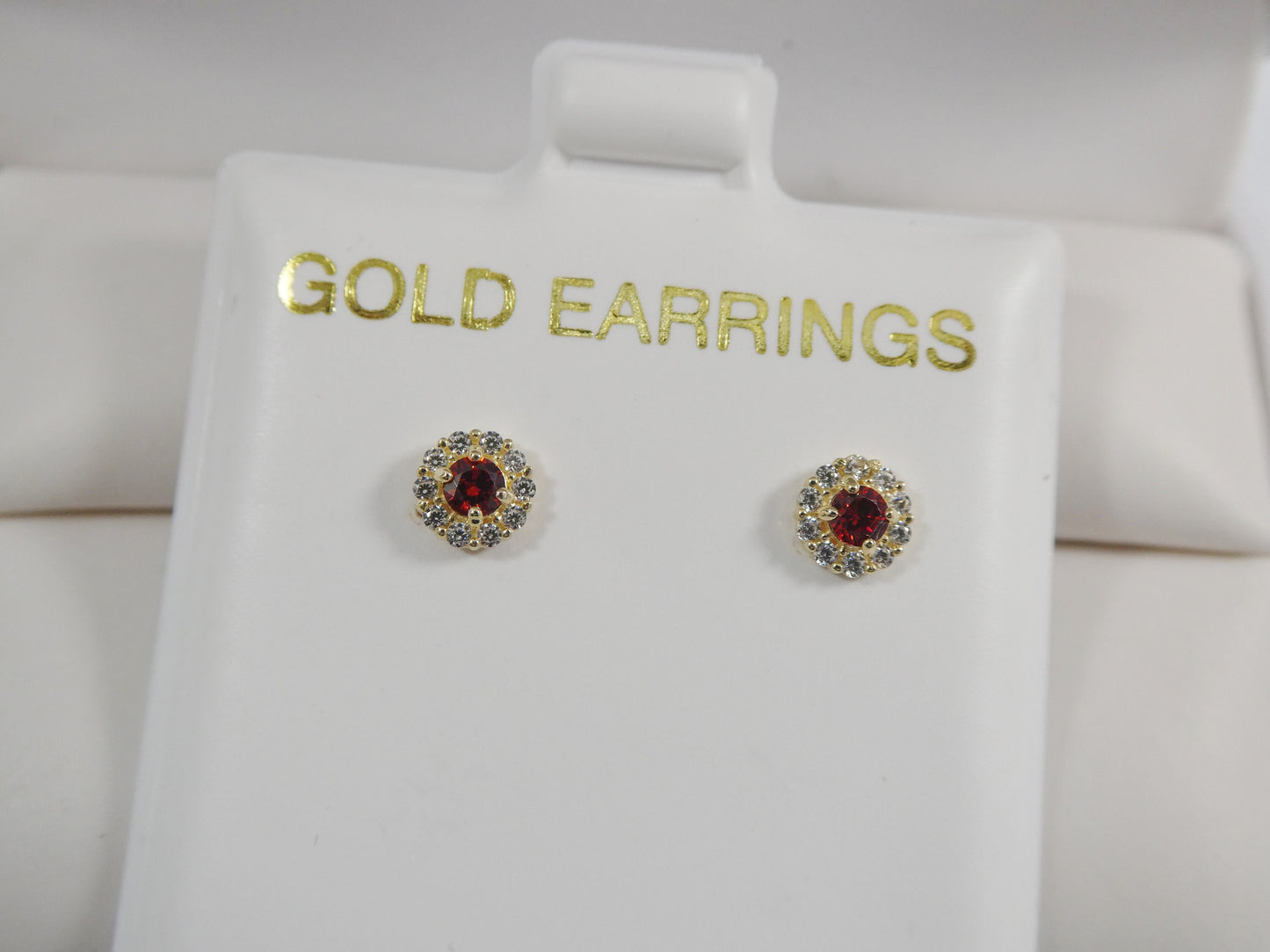 10k real solid yellow gold screw back children birth stone earring round shape