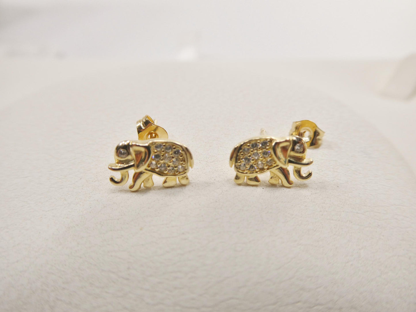 real 10k solid yellow gold tiny elephant stud earrings dainty
