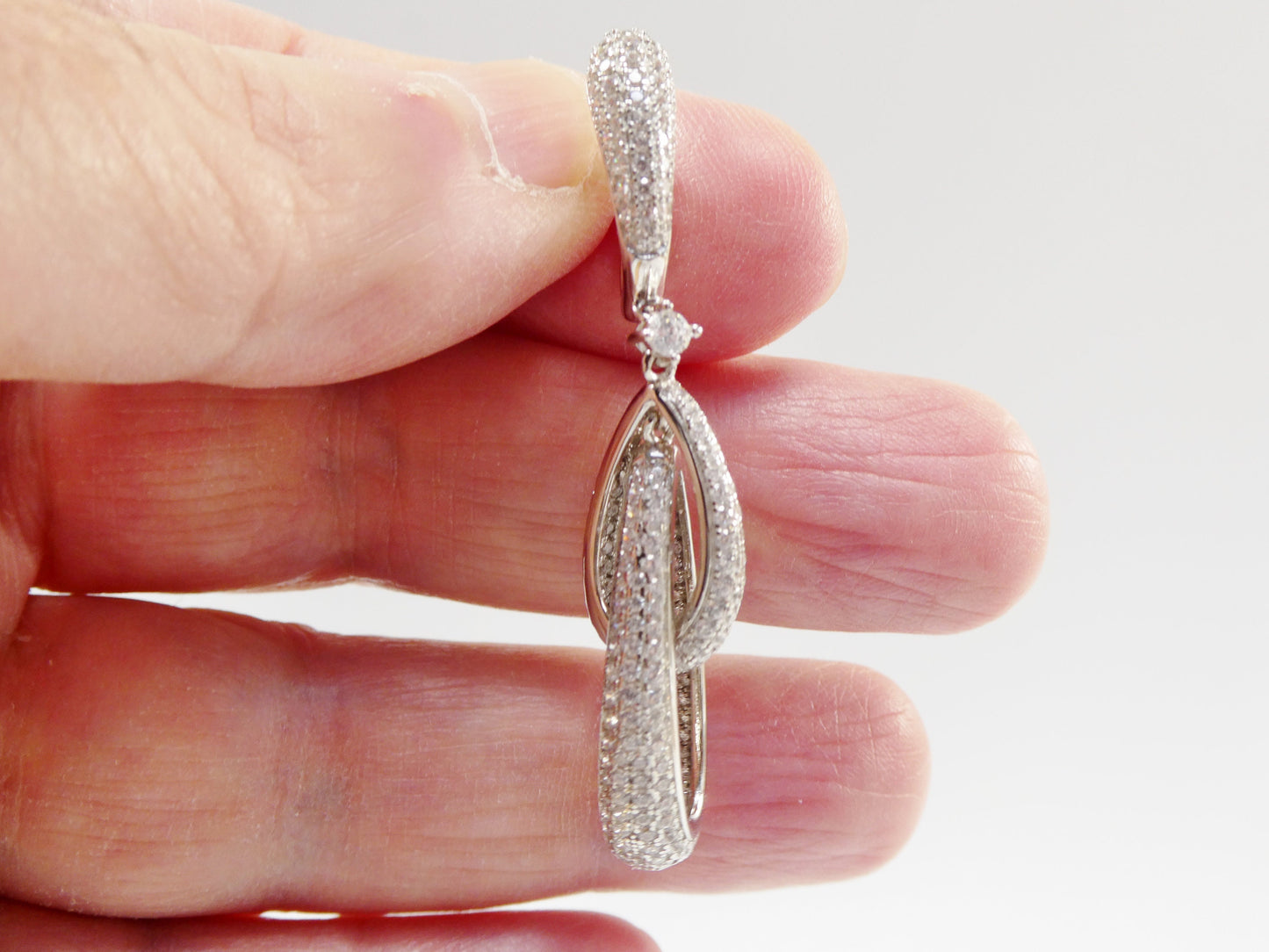 real 925 sterling silver micro pave setting 14k white gold color finish drop earring