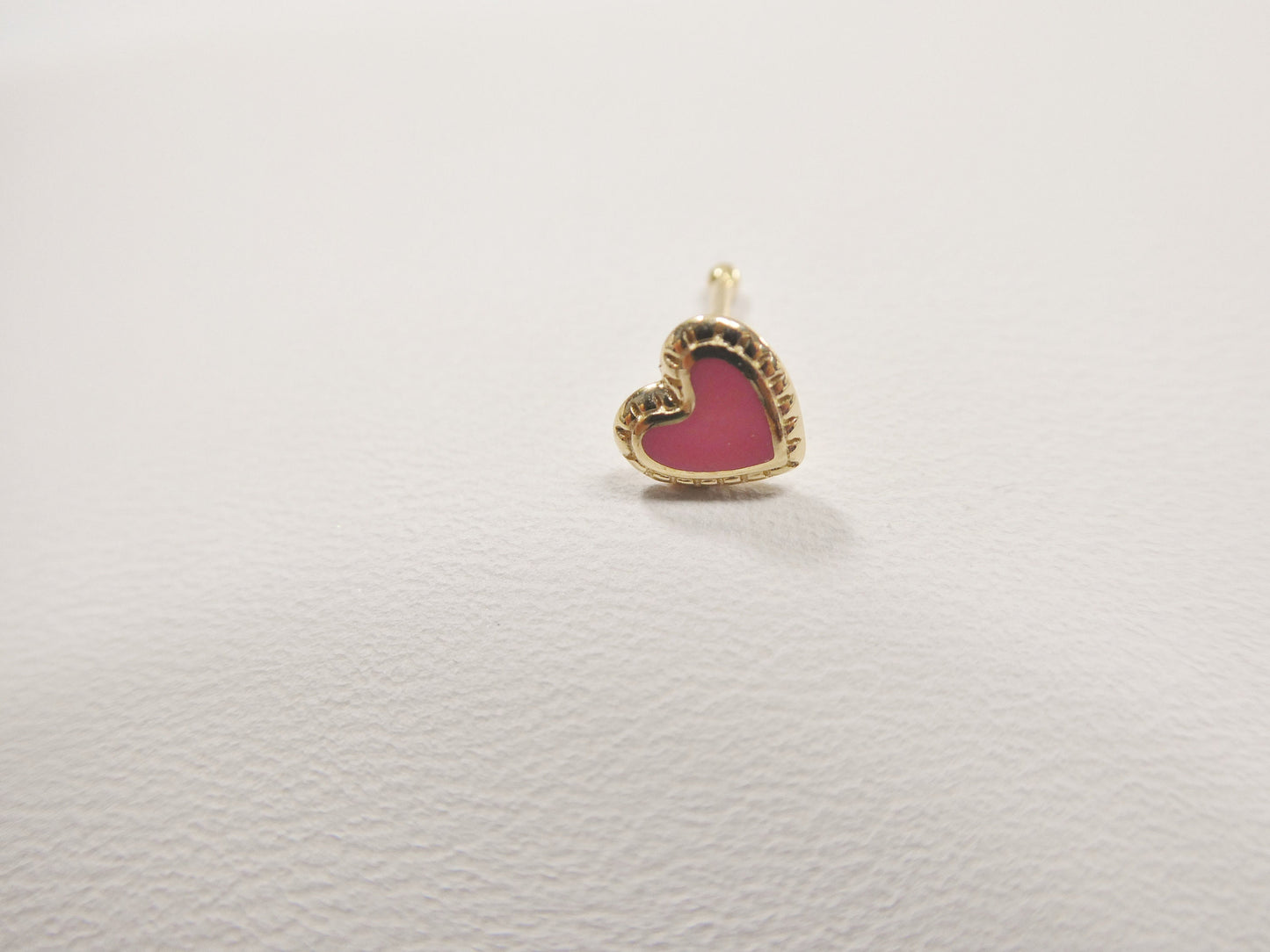 14k real solid yellow gold heart enamel stud nose ring