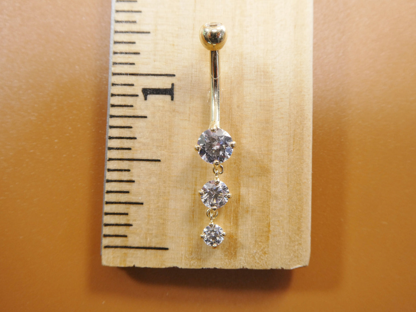 14k real solid yellow gold flower belly button ring piercing