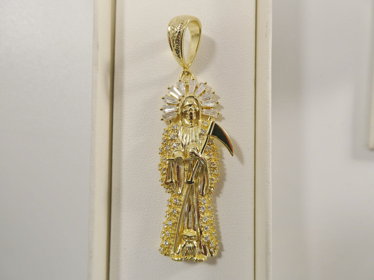 real 925 sterling silver large santa muerte pendent charm