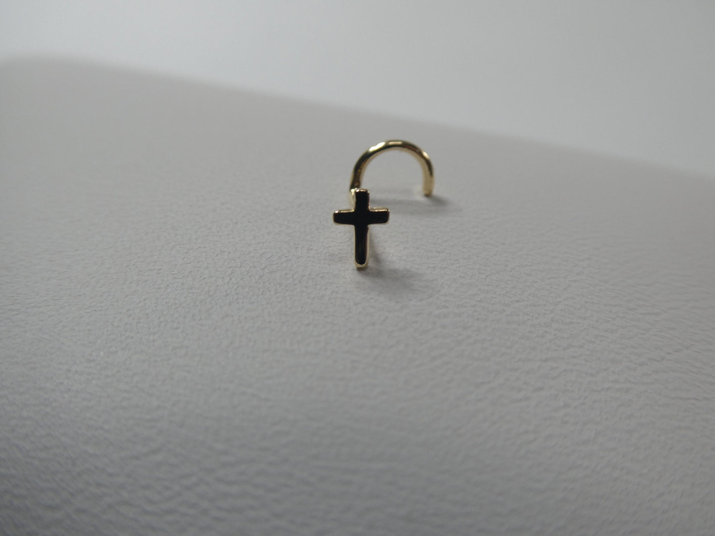 14k real solid yellow gold high polish twist cross nose ring