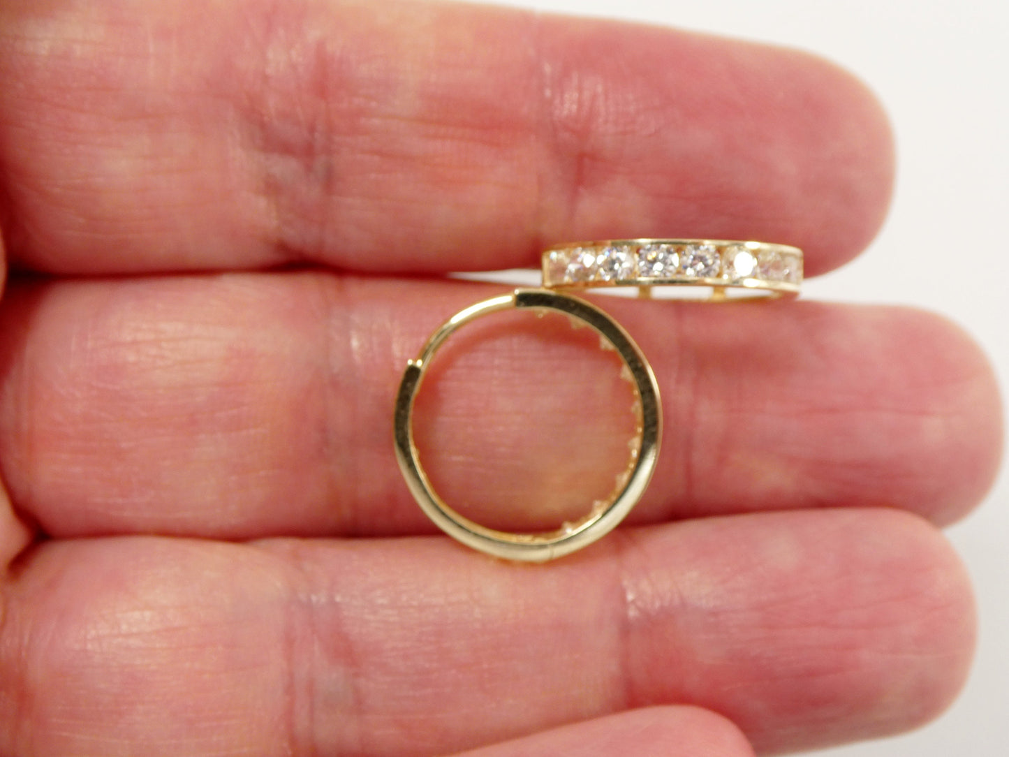 real 10k solid yellow gold large hoop huggie earrings