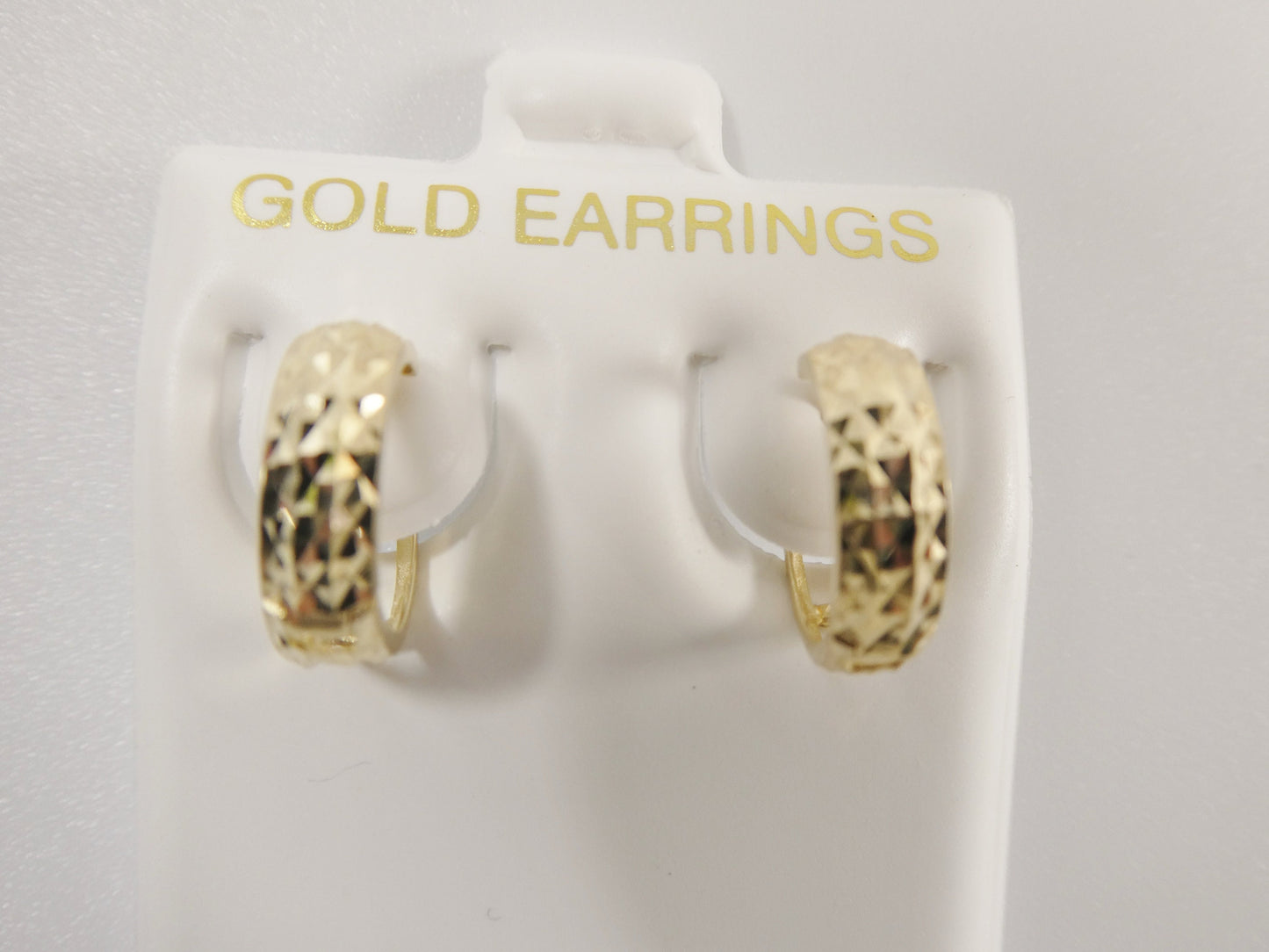 real 10k solid yellow gold diamond cut 13m hoop huggie earrings