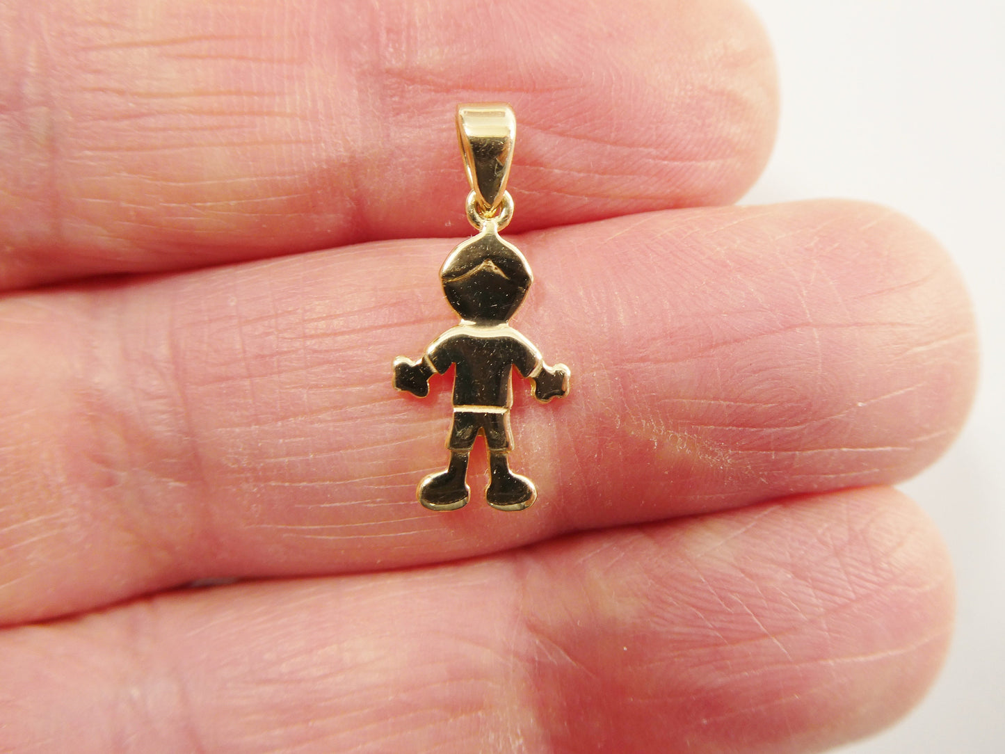 14k real solid yellow gold baby boy charm pendent