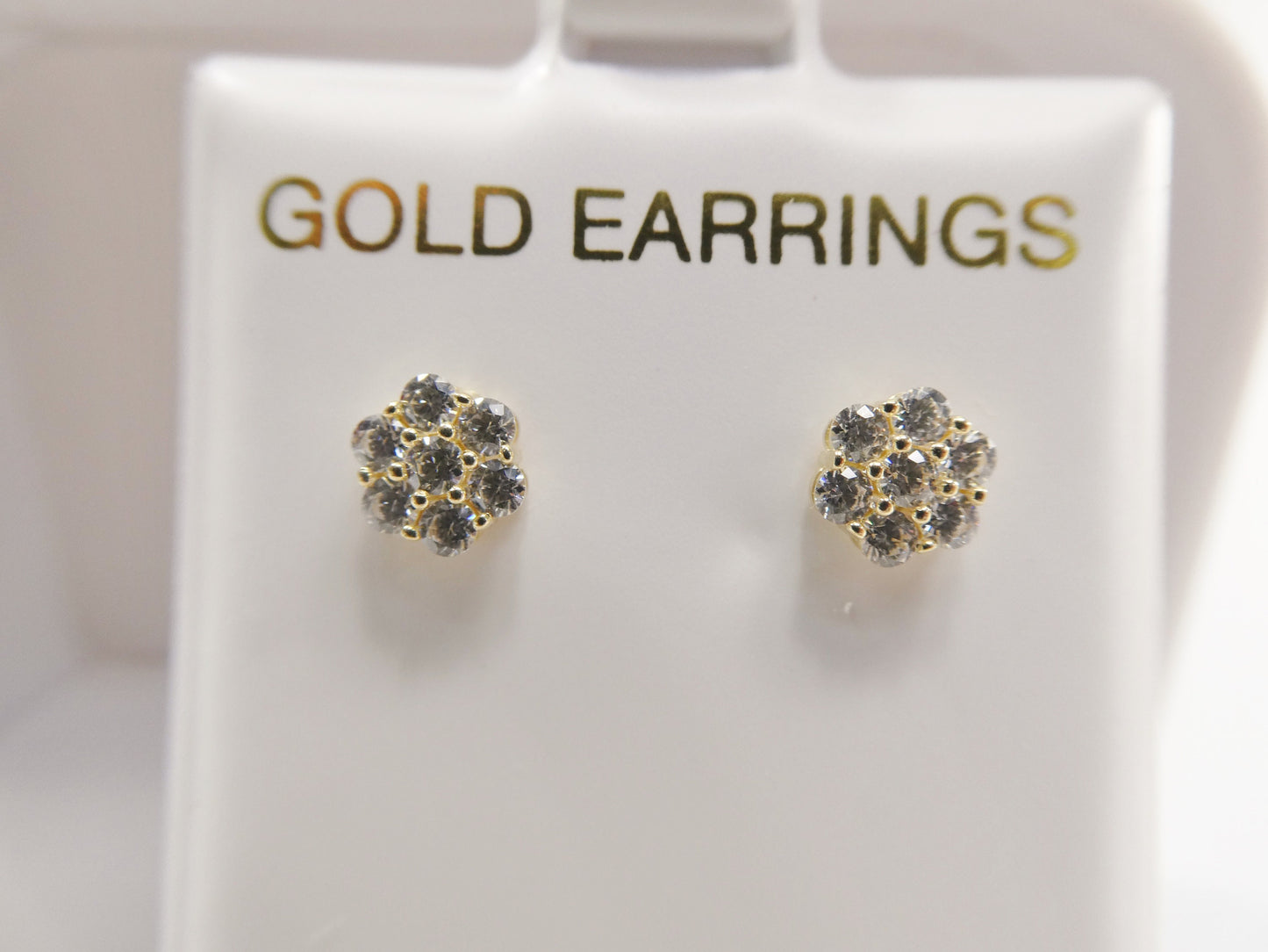 real 10k solid yellow gold screw post flower stud earrings