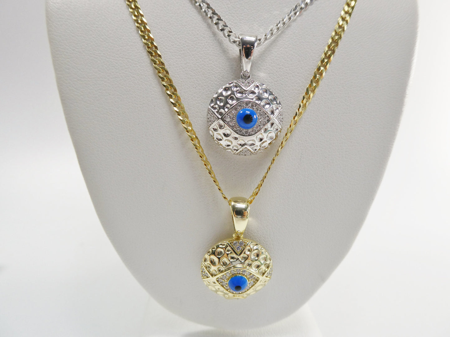 real 925 sterling silver 18 inch flat chain and evil eye pendent charm