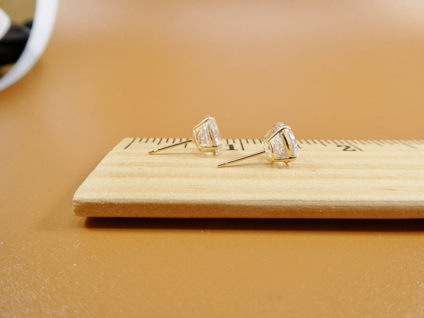 10k real solid yellow gold stud push back basket earring