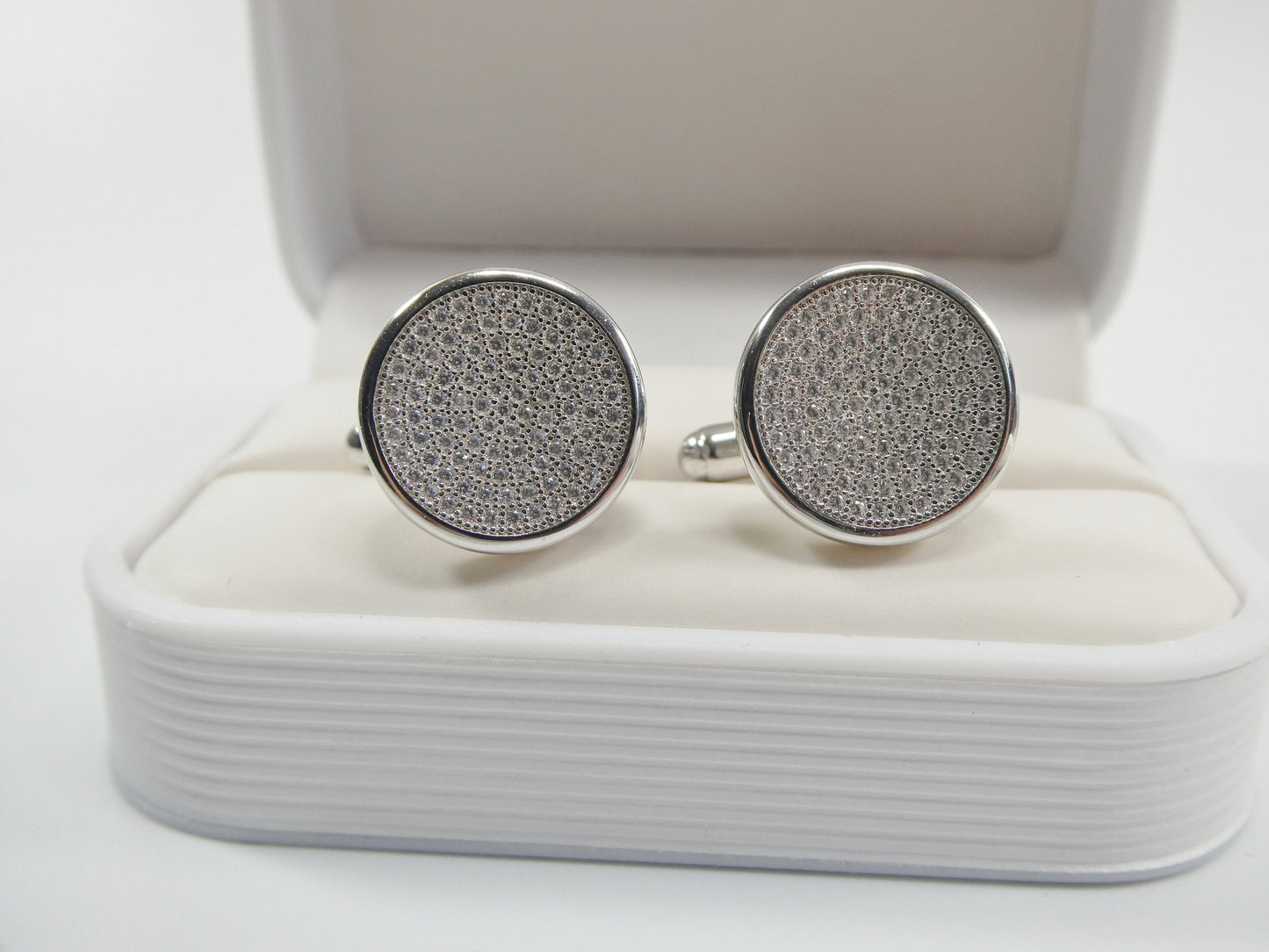 real 925 sterling silver micro fave full stone setting cufflinks