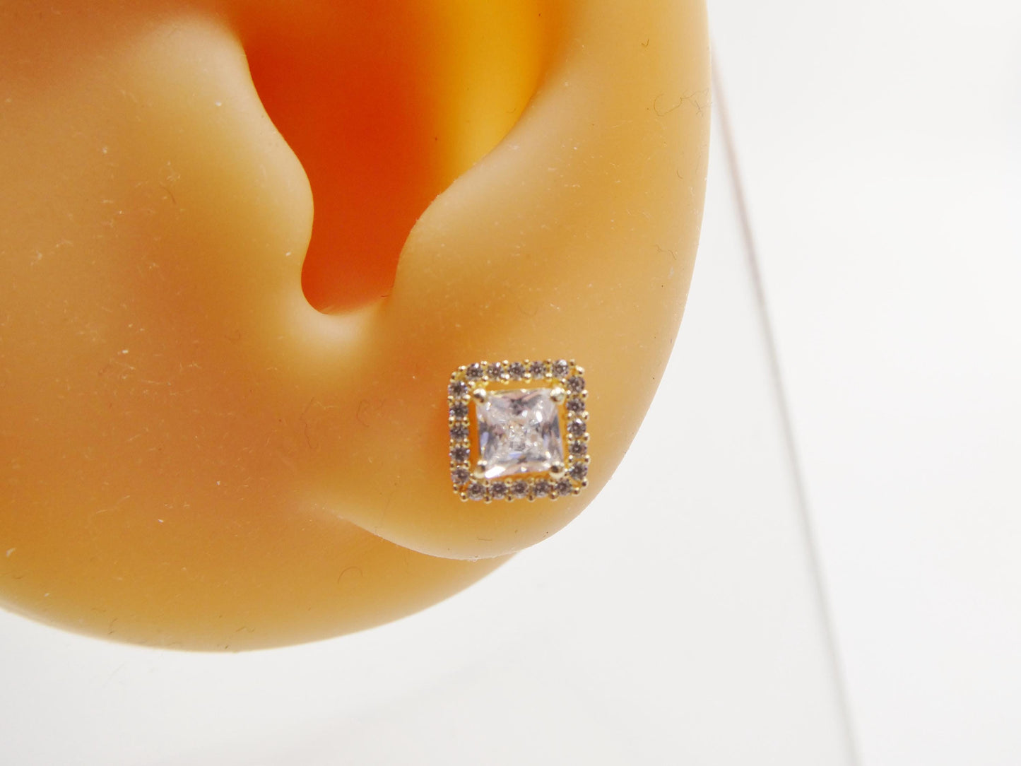 real 10k solid yellow gold square push post stud earrings