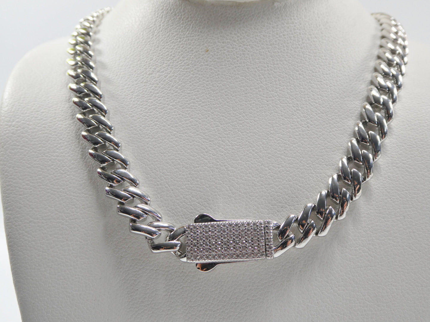 real 925 sterling silver 7mm solid Monaco style 14k white gold color finish