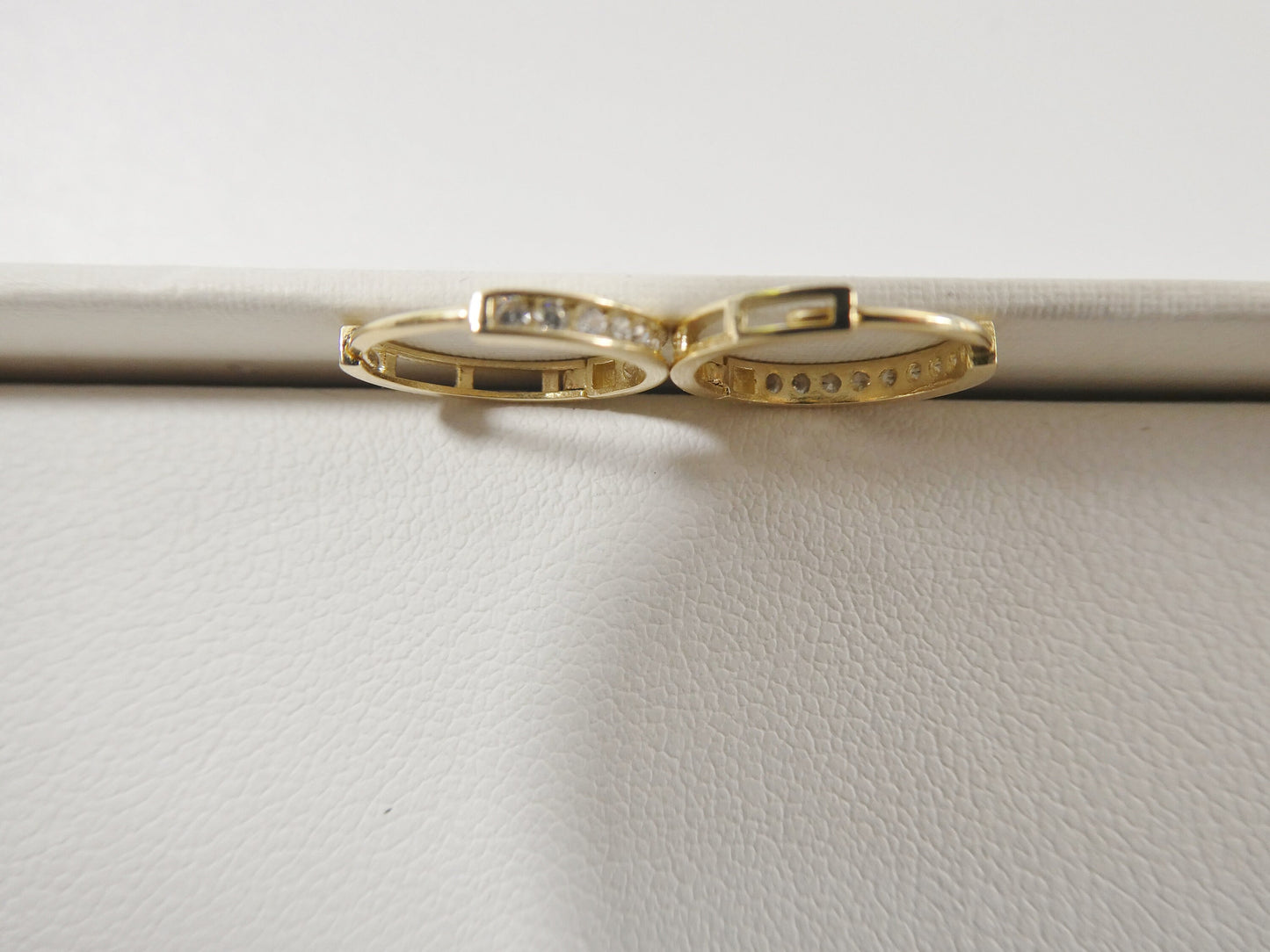 real 10k solid yellow gold cz earring / cartilage daith hoop huggie earring