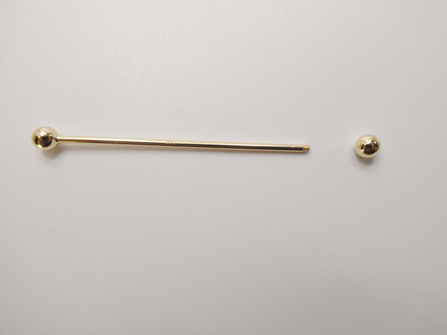 14k real solid yellow gold 60mm straight barbell tongue belly button ring piercing