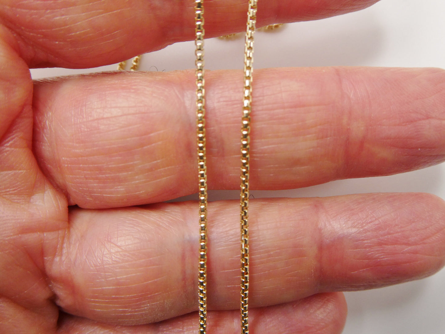 14k real solid yellow gold tiny small 2MM round box chain necklace
