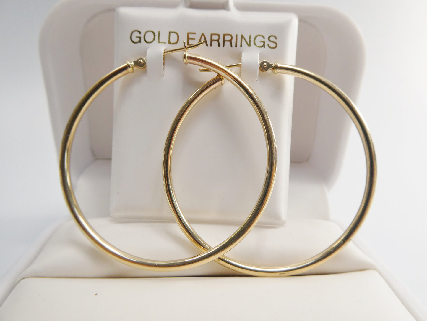 10k real solid yellow gold 2mm tube super polish hoop earrings