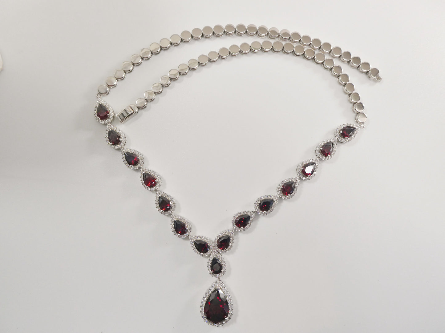 real 925 sterling silver teardrop red garnet women necklace