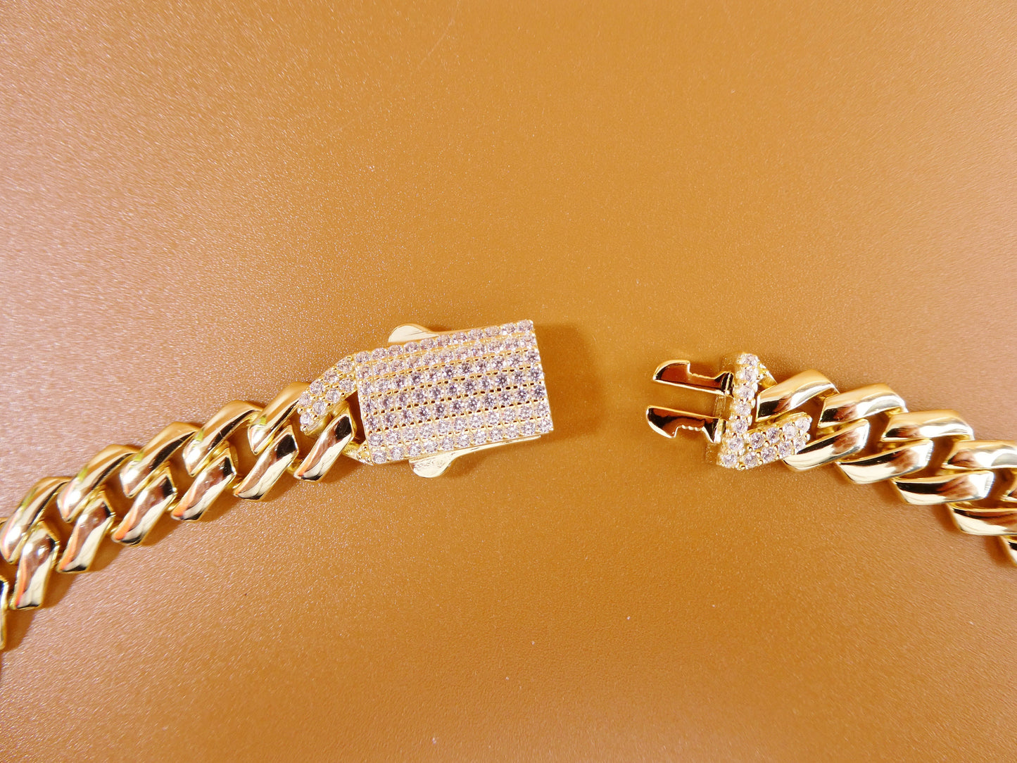 14k yellow gold color tone 9MM Monaco necklace over real 925 sterling silver