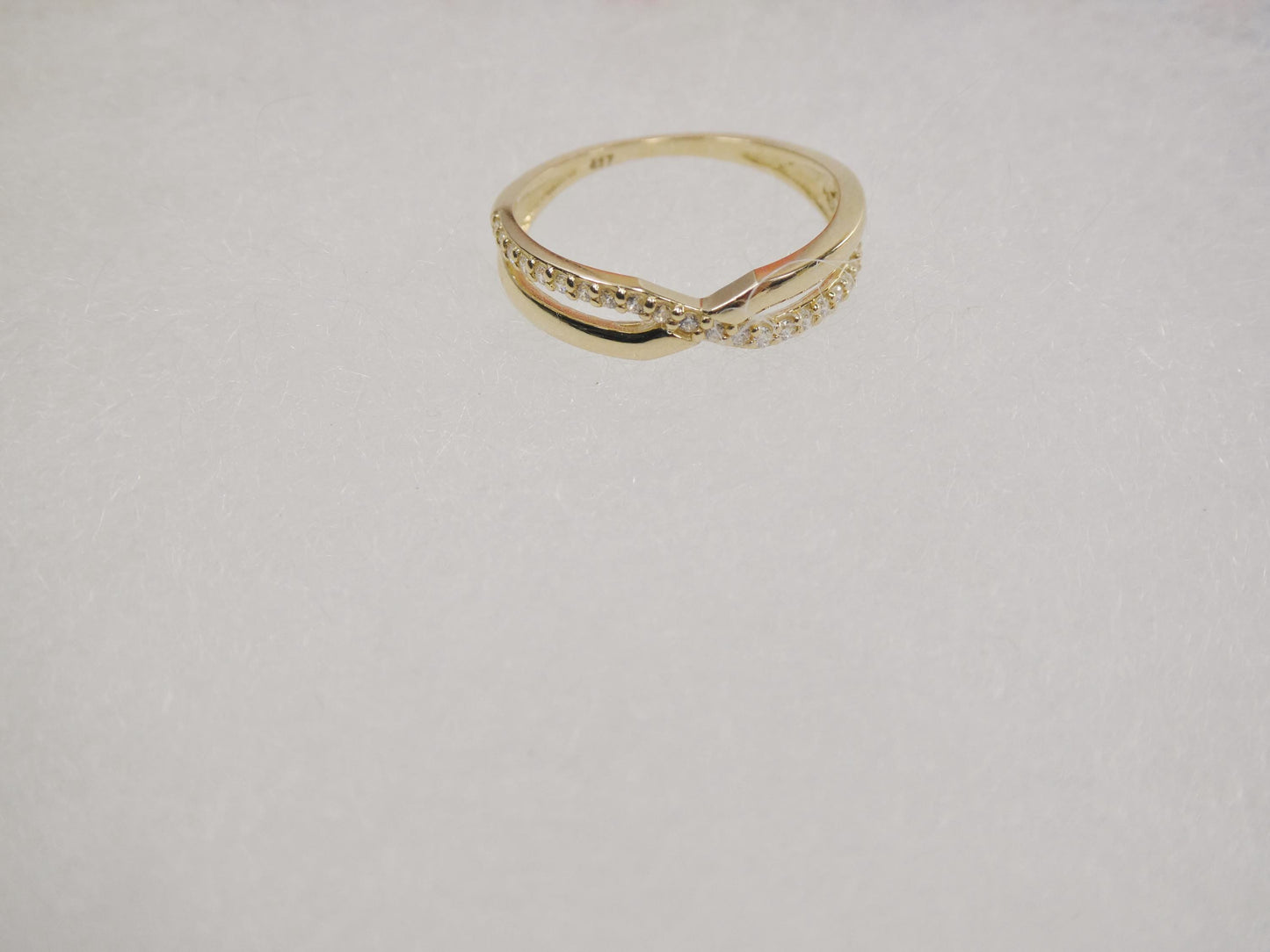 real 10k solid yellow gold women's classic micro pave setting ring