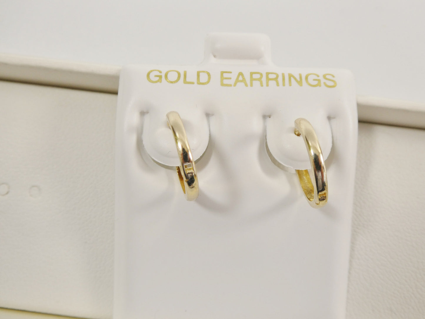 real 10k solid yellow gold high polish plain hoop huggie earring