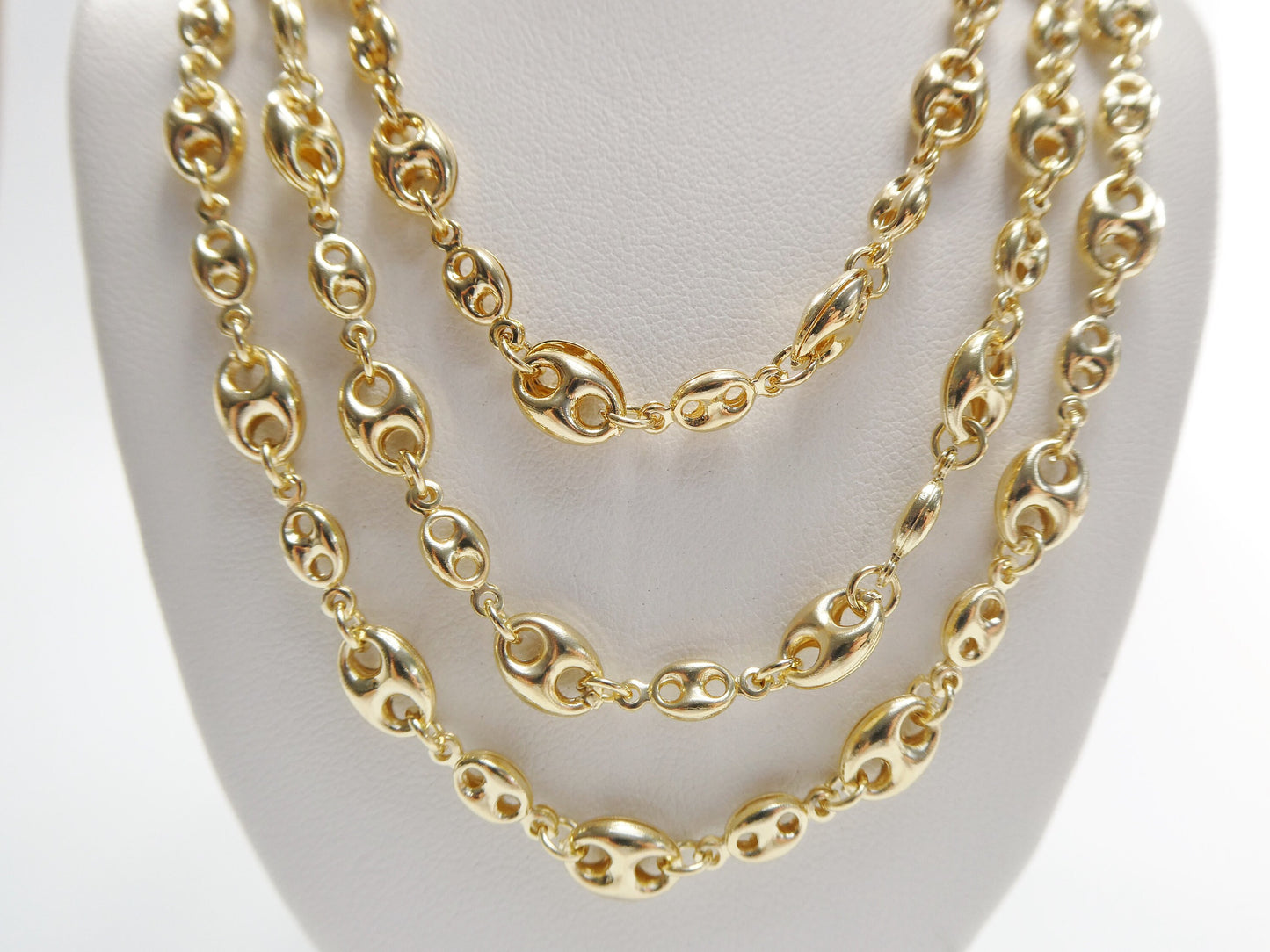 14k gold filled yellow gold puffed mariner necklace