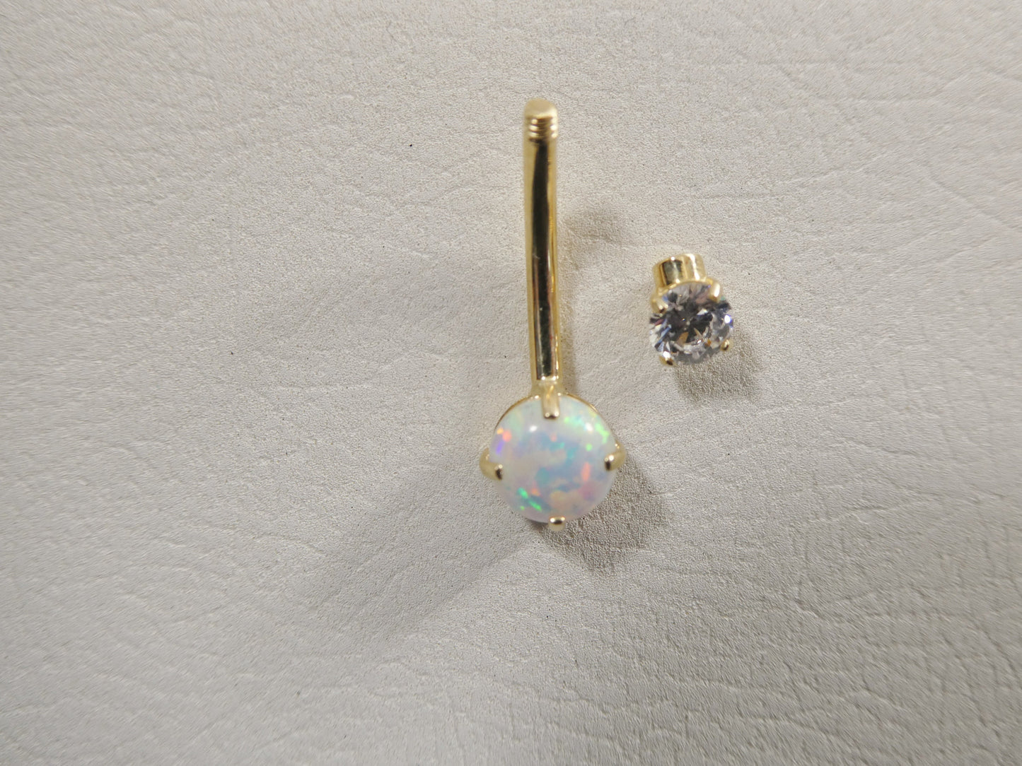 14k real solid yellow gold opal belly button ring piercing