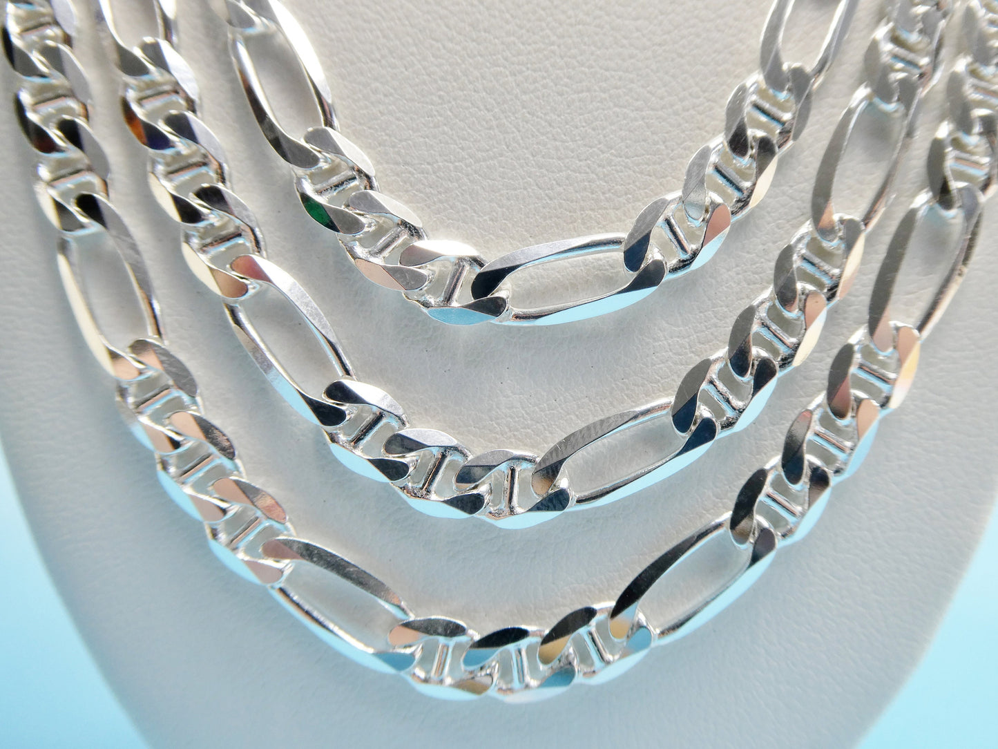 new style real 925 sterling silver 5.5MM Italian figaro / mariner solid chain lobster lock clasp