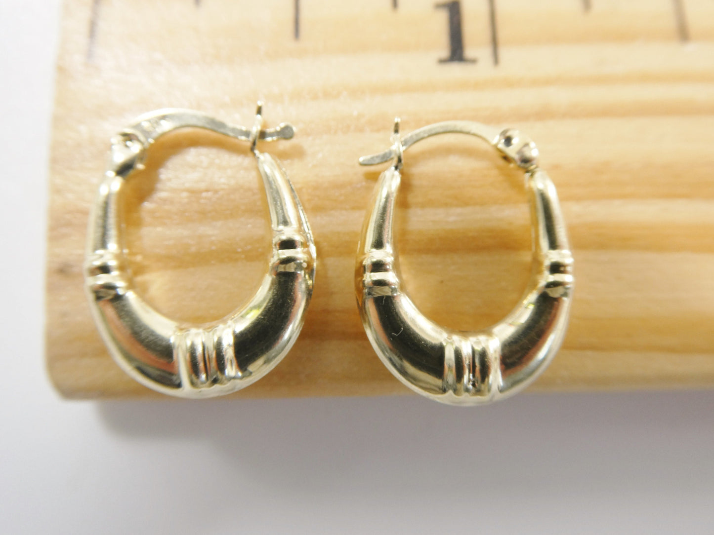 10k real solid yellow gold 12.7MM classic design baby hoop earrings