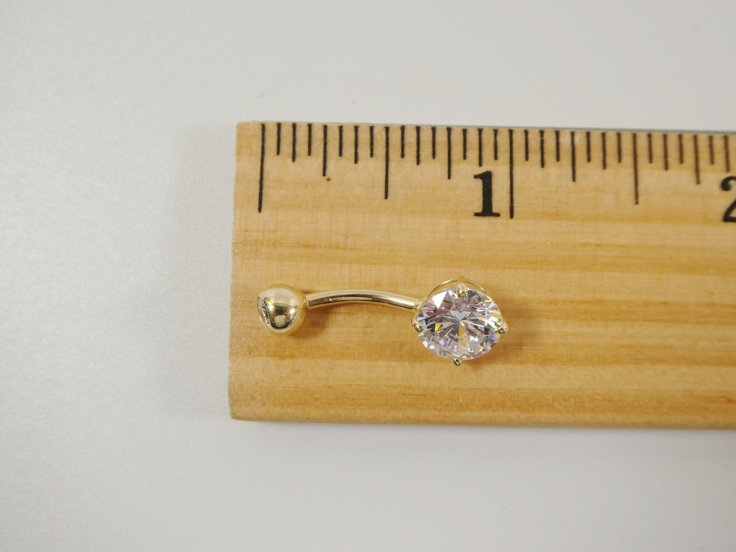 14k real solid yellow gold 8mm stone dangling belly button ring piercing