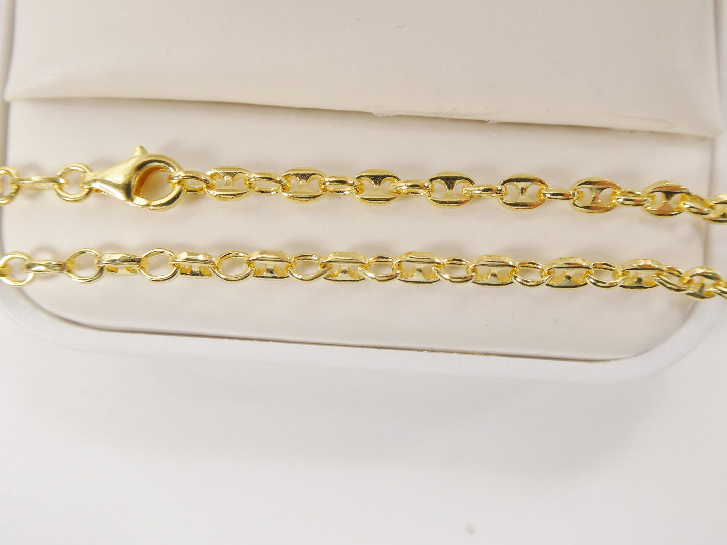 Real 925 sterling silver 10 inch mariner anklet 14k yellow gold finish