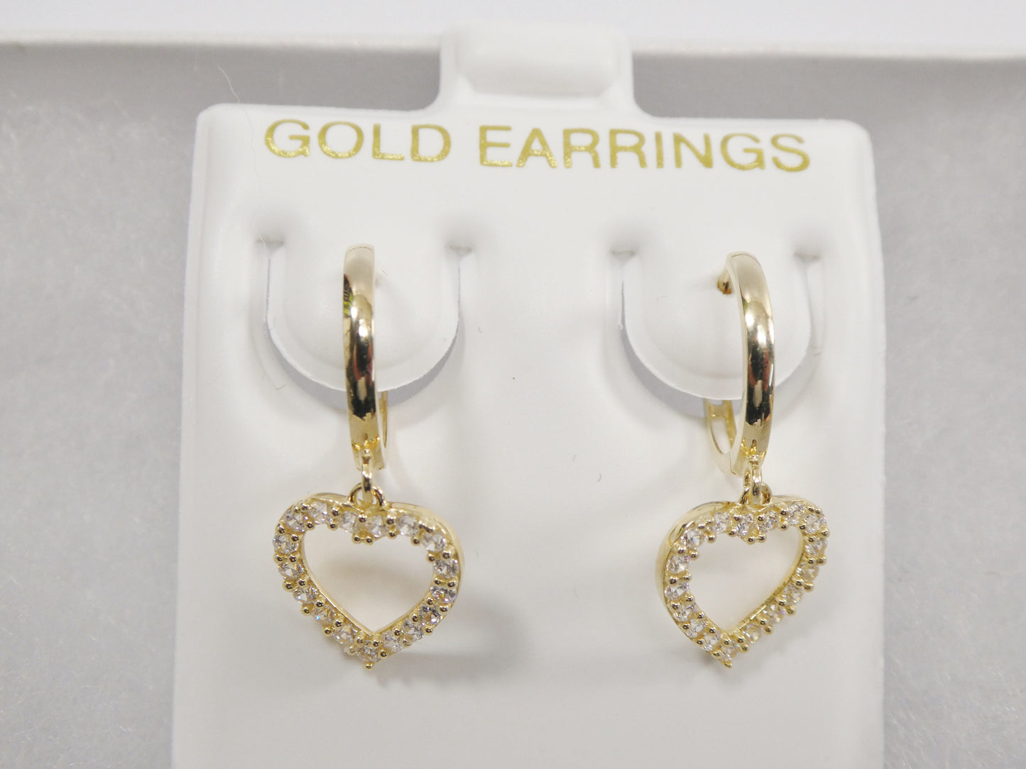 real 10k solid yellow gold dangle heart micro fave setting plain hoop huggie earring