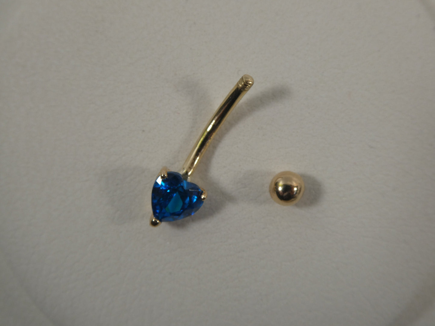 14k real solid yellow gold heart color belly ring