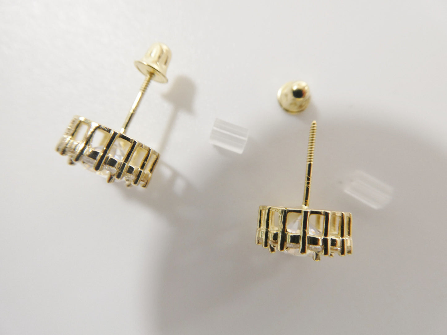 real 10k solid yellow gold screw back post large circle stud earring